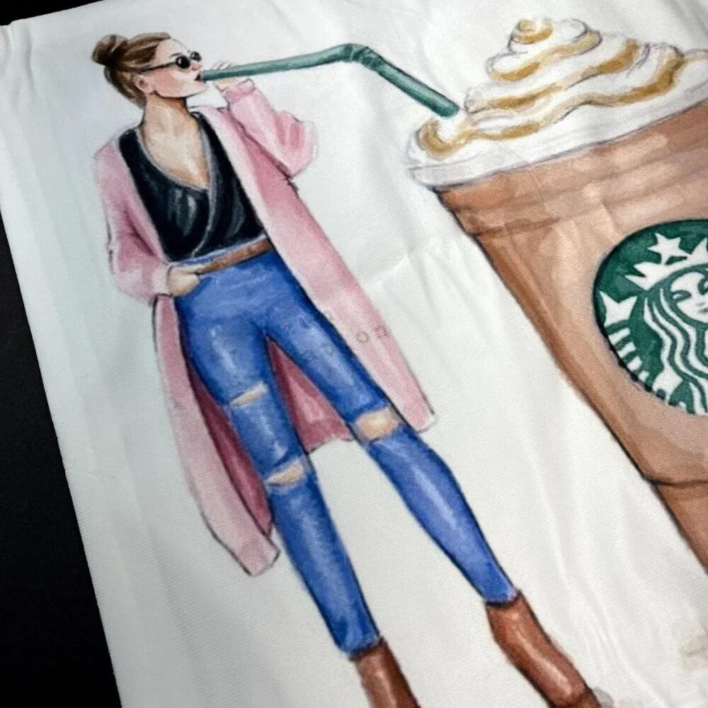 Coffee Lady Jeans Accent  Pillowcase Throw Sham Pillow Cushion Cover Home Decor